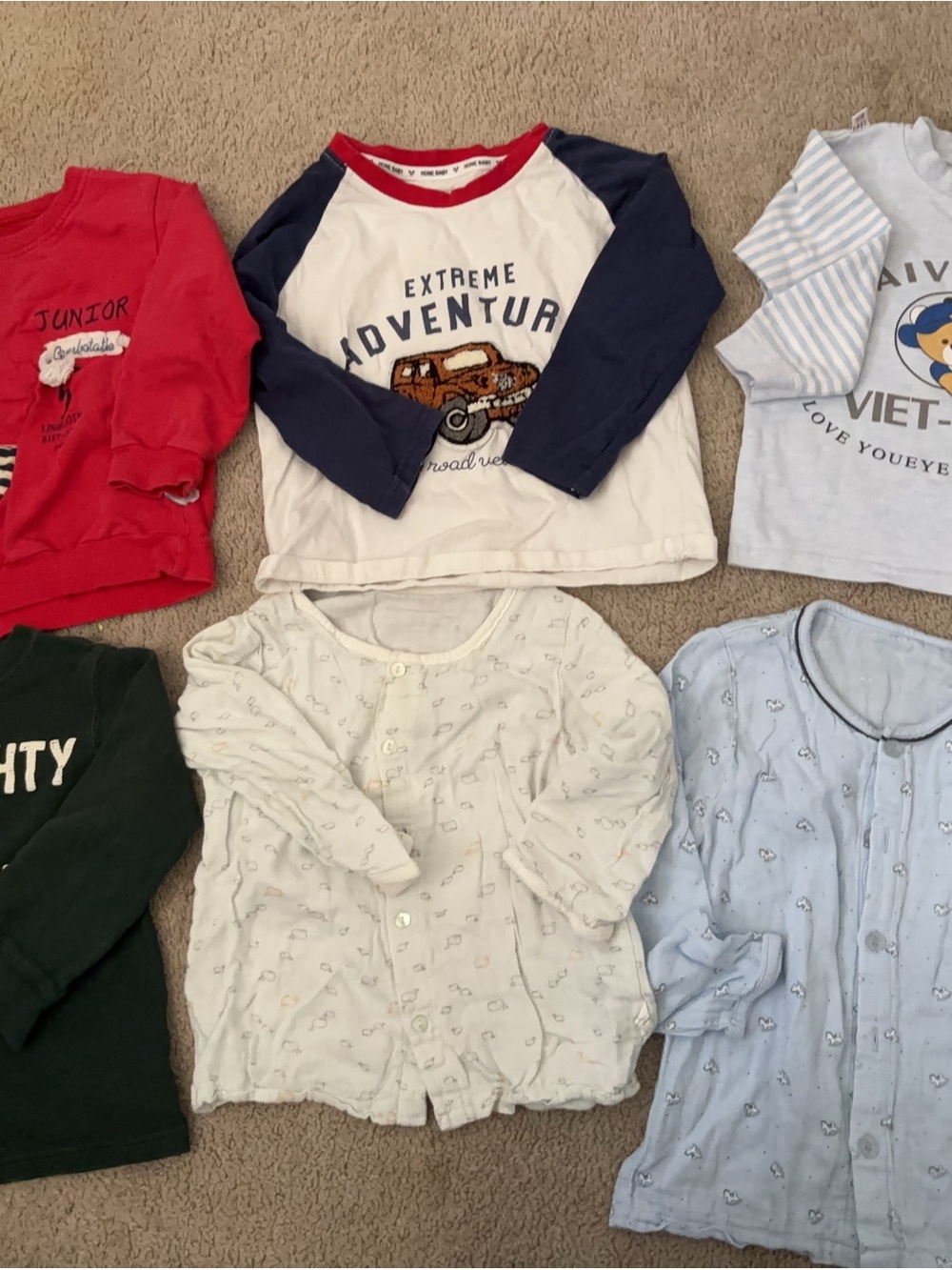 6pc Little boy top long sleeve shirt sweater t shirt size 4 years sleepwear